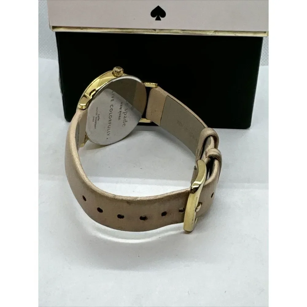 Kate Spade 0484 Women Beige Leather Strap Analog Dial Quartz Wrist Watch JNA135